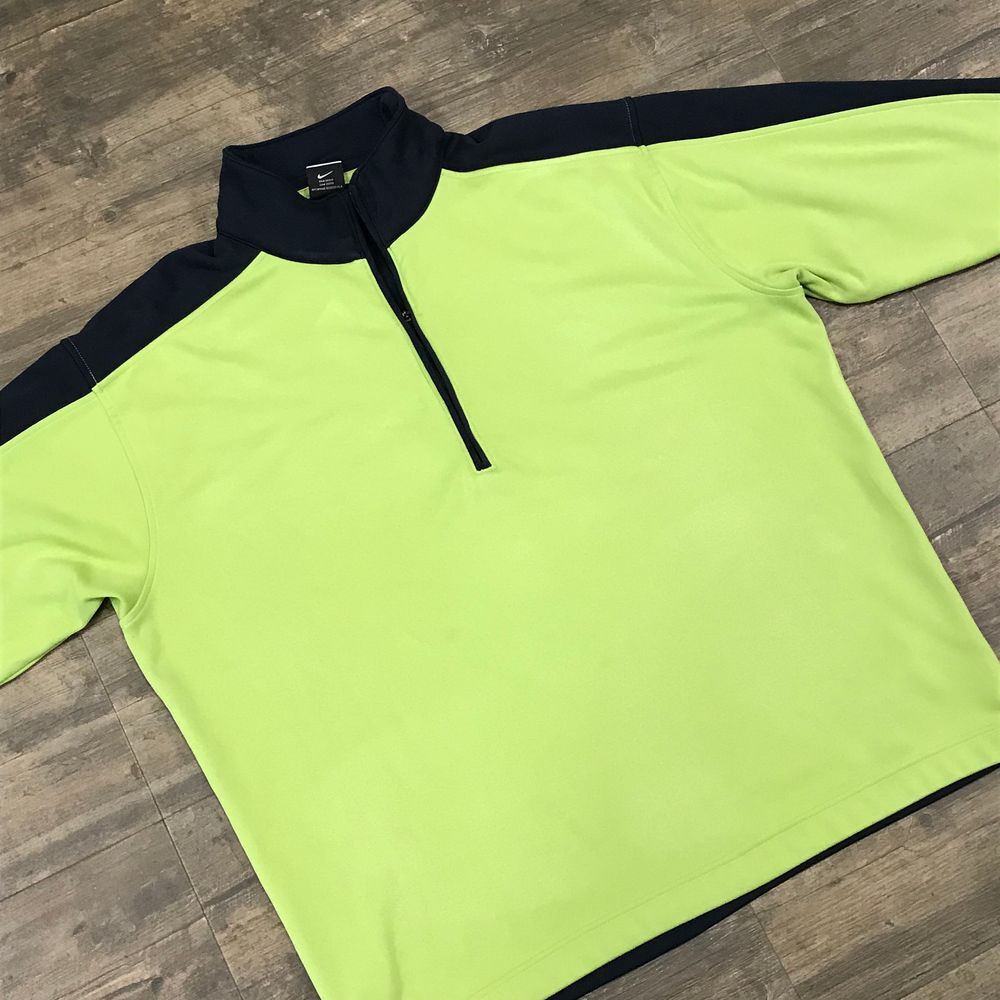 Vintage Nike Golf 1/4 Zip Pullover Dri-Fit Men Size XXL Green Navy Blue Swoosh